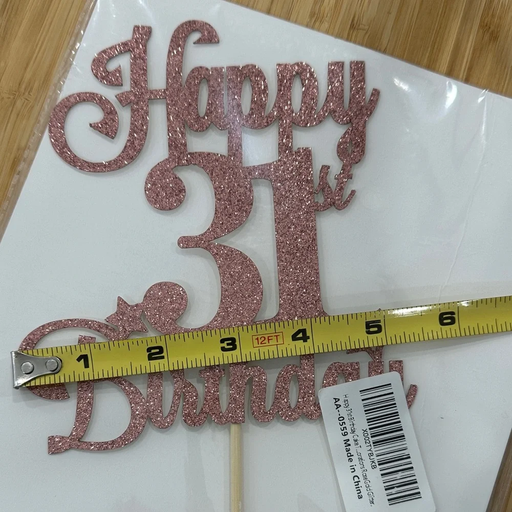 Glittery Pink 'Happy 31st Birthday' Cake Topper